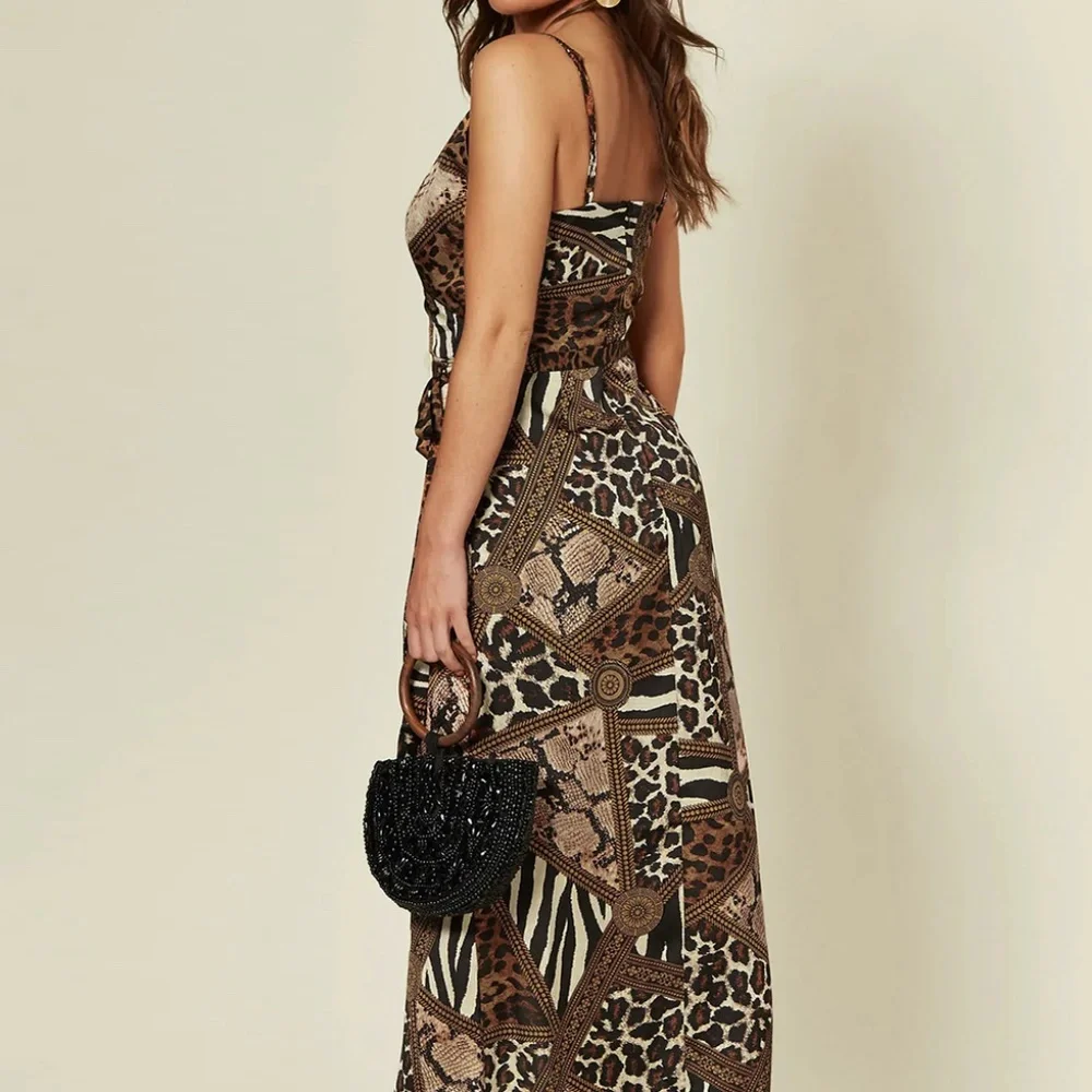 Leopard Wrap Maxi dress With Slit - Picture 8 of 9